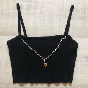 heart chain black cami tank top